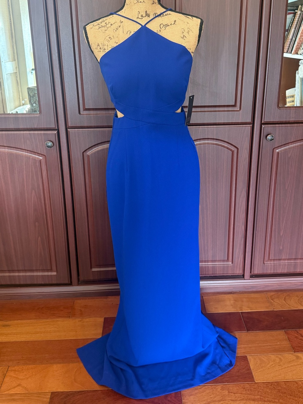 Aidan Mattox Royal Blue Halter Evening Gown